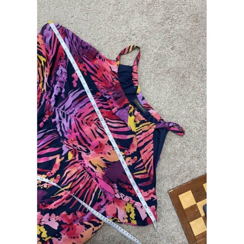 LANE Bryant 26/28 bold print summer dress pink purple yellow blue - Picture 9 of 9